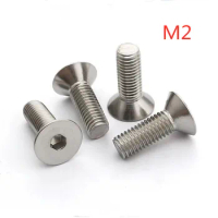 100pcs/lot M2*3/4/5/6/8/10/12/14/16/18/20/25/30/35/40 DIN7991 Stainless steel hex socket flat countersunk head screw