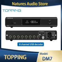 Topping DM7 HIFI DAC support DSD 8 Channel USB Decoder ES9038 PRO TRS Balanced DAC covering 7.1, 6.1, 5.1, 2.0 application