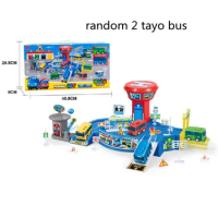 Korean Amine the little bus set Assembled Parking Lot Car Runway Bus Station Model with 2 mini tayo bus