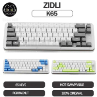 Zidli K65 Mechanical Keyboard Rgb Wired Keyboard Gastek Gaming Keyboard Transparent Hot Swap Custom 65keys Gamer Keyboards Gift