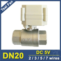 SS304 3/4" Full Port Actuated Valve TF20-S2-A DC5V 2/3/5/7 Wires NPT/BSP DN20 Electric Valve For Water Flow Control CE certified