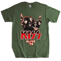 T Shirt Kiss Band - Alive 75 men cotton black tshirt men cotton fashion tshirt male summer tee-shirt drop shipping