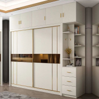 實木多層板推拉門衣柜家用臥室現代簡約生態板小戶型組合大衣櫥