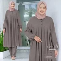 Baju Nira Long Tunik One Set Wanita ABU