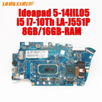 LA-J551P For Lenovo Ideapad 5-14IIL05 Laptop Motherboard. CPU: i5-1035G1 i7-1065G7.GPU:MX330 V2G.RAM:8GB/16GB.100% testado OK.