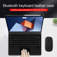 Cowhide Case For Huawei Matebook E 2022 12.6" DRC-W58 Bluetooth Keyboard Protective Cover With TouchPad Genuine Leather Cases