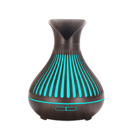 aroma diffuser木紋香薰加濕器500ml家用鏤空香薰機花瓶加濕器