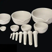 Porcelain Mortar and Pestle 60mm/80mm/90mm/100mm/130mm/160mm/216mm/254mm Mixing Grinding Bowl Set White Lab Kit Tools