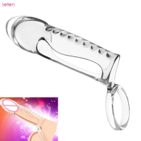 Leten Hollow Penis Girth Sleeve Extender Enhancer Penis Ring Cock Enlargement Extension Condom Delay Ejaculation Spray for Men