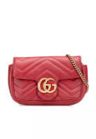 Gucci 二手 Gucci Mini GG Marmont Matelasse 皮革翻蓋斜背包