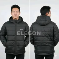 Jaket Gelembung Winter Dacron - Jaket Puffer Dakron Ultralight - Jaket Kembung Pendaki Hiking hitamJ
