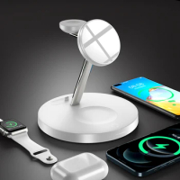 4 in 1 Magnetic Wireless Charger for iPhone 15 Pro/14/13/12/XR/X Macsafe Charger Stand for Apple Watch S9/S8/Airpods 2 Charger