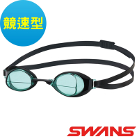 【SWANS 日本】競速款防霧泳鏡(IGNITION-N綠黑/抗UV/游泳/視野加大/防霧/矽膠軟墊)