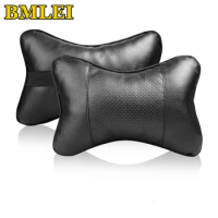 2024 New Mini All PU leather car neck pillows comfortable universal Auto Seat Head Neck Rest Cushion Headrest Pillow Pad