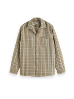 เสื้อเชิ้ตผู้ชาย Relaxed-Fit Viscose Check สี Brown Check