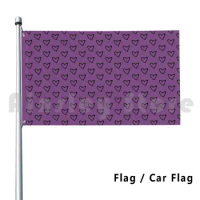 Purple Minimal Slanted Black Hearts Doodle Outdoor Decor Flag Car Flag Heart Black Heart Minimal Cute Trendy Girly