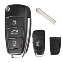 3 Buttons Replacement Remote Flip Key Fob Case Shell For Audi A3 A4 A6 Q7 TT HU66 Uncut Blade
