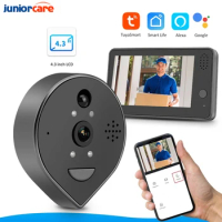 32G Alex Tuya Smart Doorbell 1080P Camera Wifi Night PIR Smart Peephole Video Door Bell Wireless Call Chime For IOS Andriod