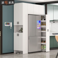 台灣公司 電器櫃 廚房置物架餐邊櫃現代簡約冰箱櫃鞋櫃一體靠墻家用收納儲物櫃定制S051快速出貨