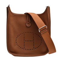 HERMES 愛馬仕 Evelyne III 29系列小牛皮鏤空洞H LOGO肩背包(褐金色)