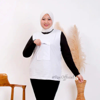 SINGLET KANTONG WANITA JUMBO /DALAMAN GAMIS PERLENGKAPAN  HAJI  UMROH - Putih, 3L