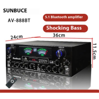 AV-888BT Dual Dynamic Screen Digital Bluetooth Amplifier HiFi Stereo Sound AMP For Home Car Theatre Karaoke Meeting Max 4000W