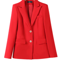 Yitimuceng Blue Red Formal Blazer for Women Fall Winter 2023 New Korean Fashion Office Ladies Long Sleeve Casual Jacket Coats