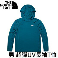 [ THE NORTH FACE ] 男 超彈UV兜帽長袖T恤 藍 / FlashDry  UPF / NF0A81PWEFS