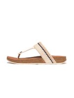 รองเท้าแตะแบบหูหนีบผู้ชาย IQUSHION WEBBING/LEATHER รุ่น GY9-A99 สี BEIGE