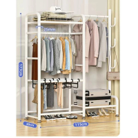 多功能衣帽架 晾衣架 簡約掛衣櫃 曬衣架【皓月風 115cm雙桿帶頂 】