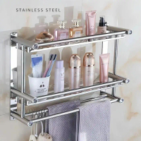 terbaru - rak kamar mandi dinding  rak handuk gantungan dinding stainless steel rak dinding rak bumb