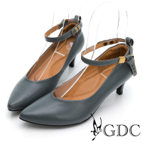 GDC-2way經典款素色基本後帶尖頭低跟包鞋-藍色