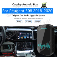 32G For Peugeot 508 2018-2020 Car Multimedia Player Android System Mirror Link Navi Map GPS Apple Carplay Wireless Dongle Ai Box