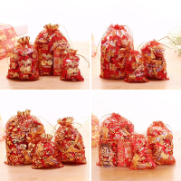 包裝紅色紗網喜糖雞蛋喜糖結婚風袋喜糖中式中國婚禮袋子抽繩