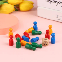 16 Pcs Children's Humanoid Wooden Puzzle Game Wooden Board Game Chess Pieces Humanoid Checkers Pieces Flying Chess