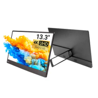 Ultra Slim 4K Portable Monitor 13.3 Inch Screen UHD IPS 3840x2160 Screen with Kickstand Dual USB C Monitor for Laptop PC