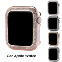 Diamond Watch Case For Apple Watch 9 8 7 41mm 45mm Aluminum Metal Cover Bumper For iWatch Series 6 5 4 SE 40mm 44mm Frame Shell