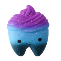 New Cute Colorful Galaxy Ice Cream Tooth Squishy Soft Creative Bread Cake Squeeze Toy Scented Stress Relief Fun for Kid Gift