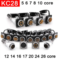 Palam dan soket kuasa KC28 dengan kaki belakang lit (backlit), tersedia dalam pilihan 5P, 6P, 7P, 8P