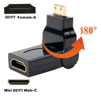 C-Type 180 °/360 ° Rotating Mini HDMI Compatible Male To HDMI Compatible Female Adapter High-Definition Adapter