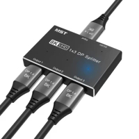 DisplayPort Splitter Cable MST Hub1 in 3 Out 8K@30Hz 4K@144Hz DP 1.4 Triple Splitter Adapter 3 Port for 3 Ultra HD Display Port