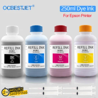 250ML Refill Dye Ink Kit For Epson XP-2100 XP-2101 XP-2105 XP-3100 XP-3105 XP-4100 XP-4101 XP-4105 EW-052A EW-452A Printer