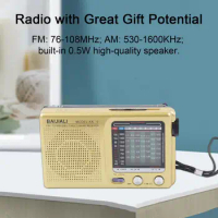 Am Fm Radio Pocket-sized Multiband Portable Radio with Hifi Sound Antenna for Elderly Button Operation for Easy Use