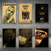 Poster retro 8 mil gaya rap, poster “rap god” Eminem, poster kertas karton untuk hiasan dinding