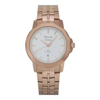 Alexandre Christie AC 8647 MD Jam Tangan Pria Classic White Dial Rose Gold Stainless Steel Strap