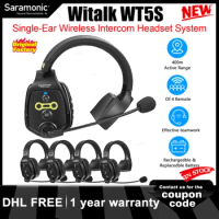 Saramonic Witalk WT5S Full Duplex Communication Wireless Headset System Marine Boat Duplex Intercom Headsets Coaches Microphone