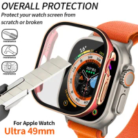 Cover+Glass For Apple Watch Ultra 2 49mm Case PC Double Color Bumper Tempered Screen Protector for iWatch Ultra 49mm Protective