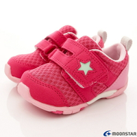 ★日本月星Moonstar機能童鞋四大機能系列寬楦頂級學步鞋款881桃紅(寶寶段)
