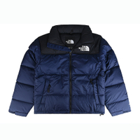 THE NORTH FACE 1996 RETRO NUPTSE刺繡白字LOGOG設計再生尼龍夾克外套(男款/黑x海軍藍)
