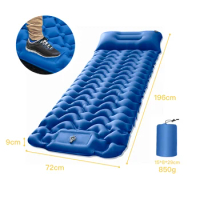 Super comfortable Outdoor Camping Sleeping Pad Inflatable Mattress Pillows Ultralight Air Mat Built-in Inflator Pump Mattress